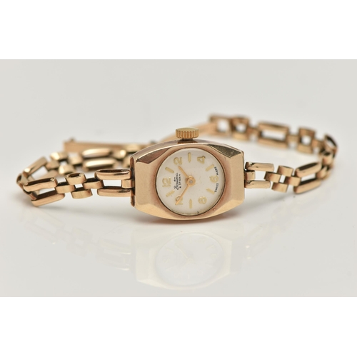 18 - A LADIES 9CT GOLD 'BENTIMA' WRISTWATCH, manual wind, round silver dial signed 'Bentima Star', altern... 