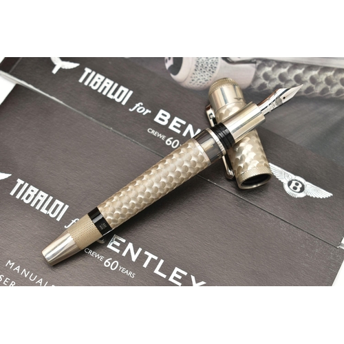 22 - A TIBALDI FOR BENTLEY SPECIAL EDITION SILVER FOUNTAIN PEN AND LEATHER DRIVING GLOVES, made to celebr... 