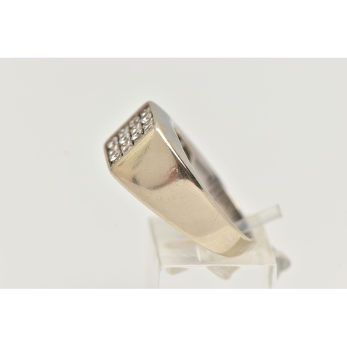 54 - A GENTLEMAN'S DIAMOND SIGNET RING, the square panel set with eight brilliant cut diamonds and eight ... 