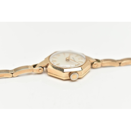 107 - A LADIES 9CT GOLD 'GARRARD' WRISTWATCH AND A NECKLACE, manual wind, round silver dial signed 'Garrar... 