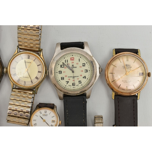 108 - ASSORTED WRISTWATCHES, to include a gents 'Systema 17 Jewels, Extra-Flat Incabloc' manual wind watch... 