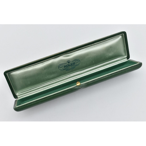 121 - A ROLEX WATCH BOX, green box with emblem to the top, signed to the inside 'Rolex Geneve-Suisse', sta... 