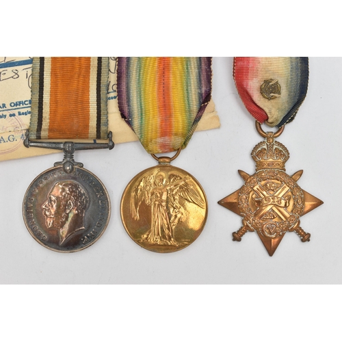 125 - WORLD WAR ONE TRIO OF MEDALS, to include George V 1914-1918 service medal, Victory medal and 1914 St... 