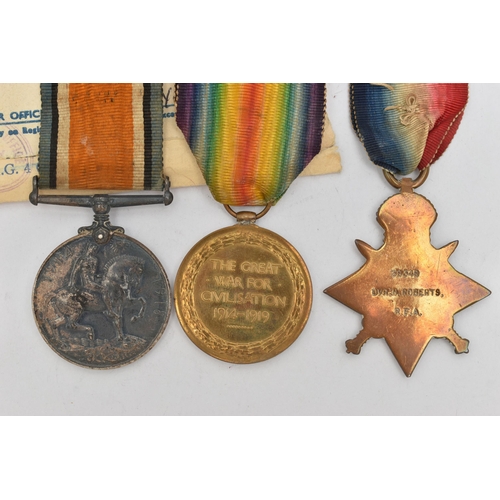 125 - WORLD WAR ONE TRIO OF MEDALS, to include George V 1914-1918 service medal, Victory medal and 1914 St... 