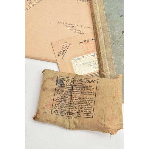 132 - ROYAL AIR FORCE LOG BOOK AND ITEMS, to include a 'Royal Air Force, Pilots Flying Log Book', assigned... 