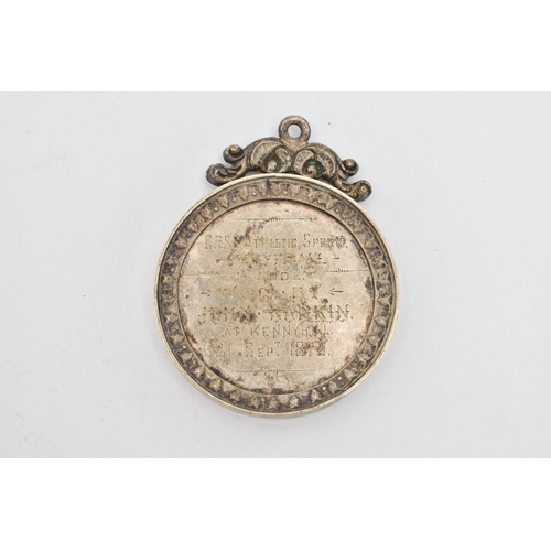 146 - A LATE 19TH CENTURY FOOTBALL MEDAL, circular form white metal medal, engraved 'C.R.S.S athletic spor... 