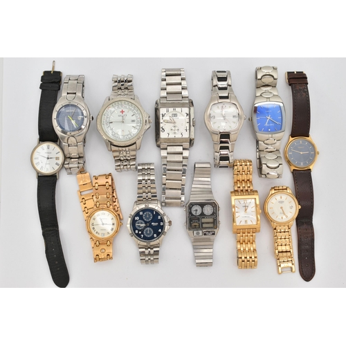 147 - AN ASSORTMENT OF WRISTWATCHES, twelve gents wristwatches, names to include Casio, Tissot, Sekonda, R... 