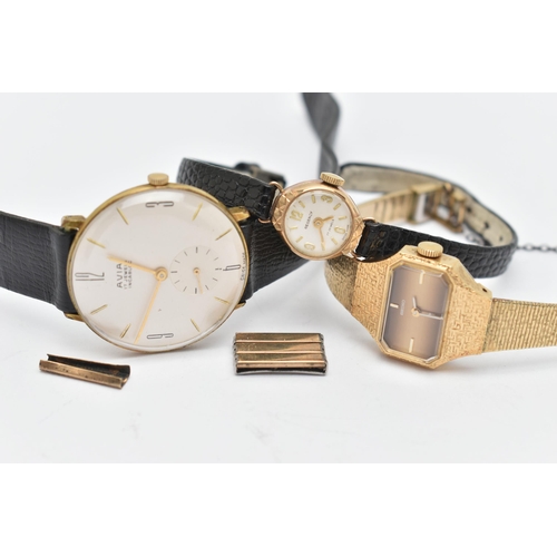 153 - TWO LADYS WRISTWATCHES AND A GENTS WRISTWATCH, to include a ladys 9ct gold 'Regency' manual wind wat... 