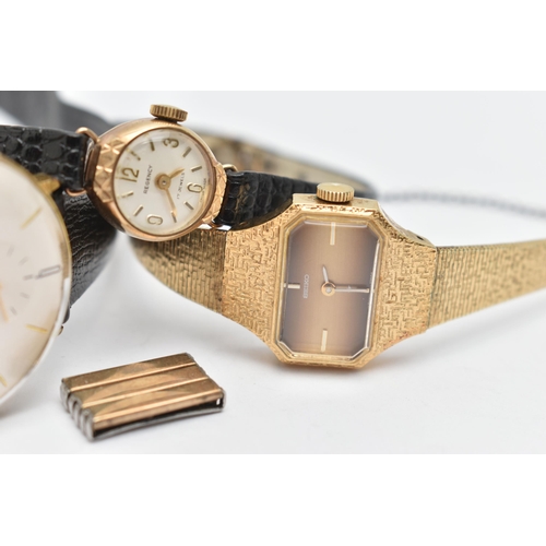 153 - TWO LADYS WRISTWATCHES AND A GENTS WRISTWATCH, to include a ladys 9ct gold 'Regency' manual wind wat... 