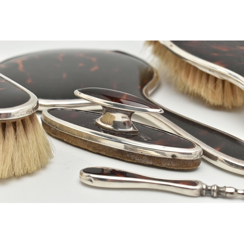 170 - ASSORTED SILVER AND TORTISESHELL PIECES, to include a hair brush, mirror and clothes brush, hallmark... 