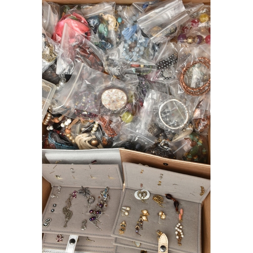 182 - A LARGE QUANTITY OF COSTUME JEWELLERY PIECES, most pieces individually bagged, beaded necklaces, bra... 