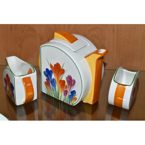 316 - A SIX PIECE BRADFORD EXCHANGE 'CLARICE CLIFF' PART TEA FOR TWO SET, after Clarice Cliff's 'Crocus' p... 