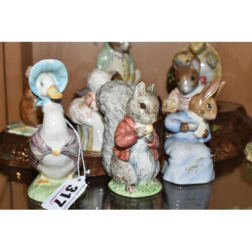 317 - TEN BESWICK BEATRIX POTTER FIGURES, comprising Jemima Puddle Duck with BP-3c backstamp (chip to fron... 