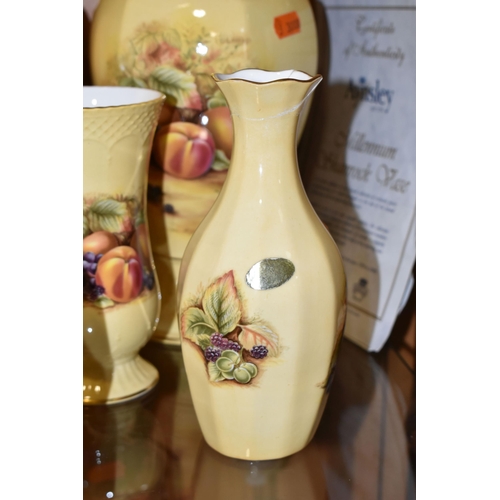 323 - TWELVE AYNSLEY ORCHARD GOLD VASES, to include two limited edition Millennium Shamrock vases with cer... 