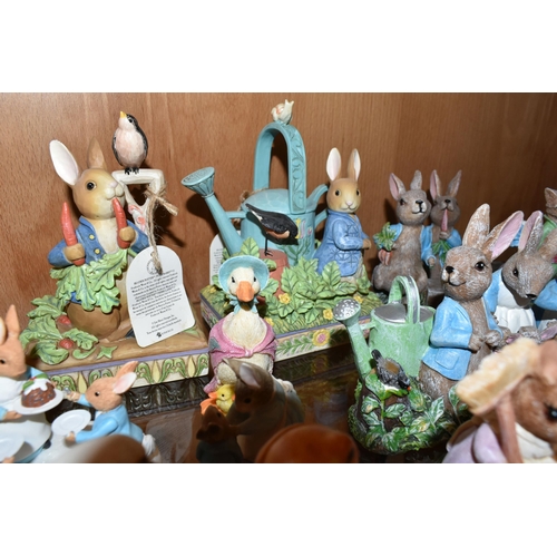 330 - A COLLECTION OF BEATRIX POTTER ORNAMENTS, to include a Beswick Large Peter Rabbit with 100 years bac... 