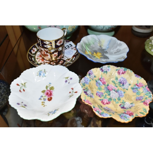 333 - A GROUP OF SHELLEY AND ROYAL CROWN DERBY TEA WARES, comprising a Royal Crown Derby Imari 2451 coffee... 