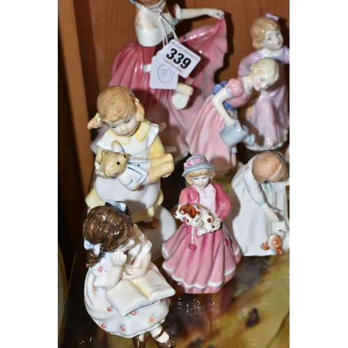 339 - ELEVEN ROYAL DOULTON FIGURINES, comprising My Best Friend HN3011 (tiny nibbles to flower petals), Go... 