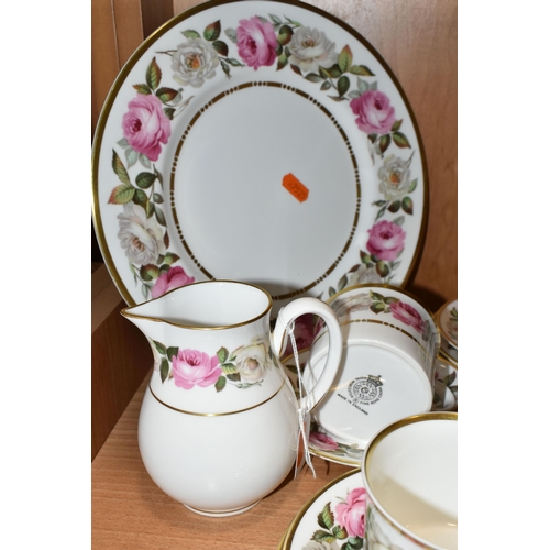 352 - A GROUP OF ROYAL WORCESTER 'ROYAL GARDEN' PATTERN TEA AND COFFEEWARE, comprising a celebration cake ... 