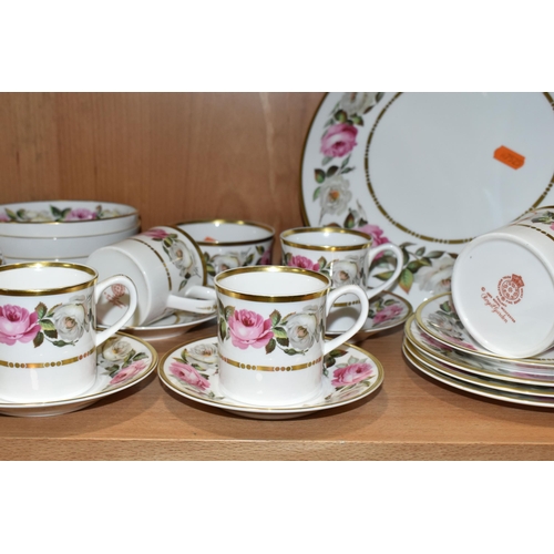 352 - A GROUP OF ROYAL WORCESTER 'ROYAL GARDEN' PATTERN TEA AND COFFEEWARE, comprising a celebration cake ... 