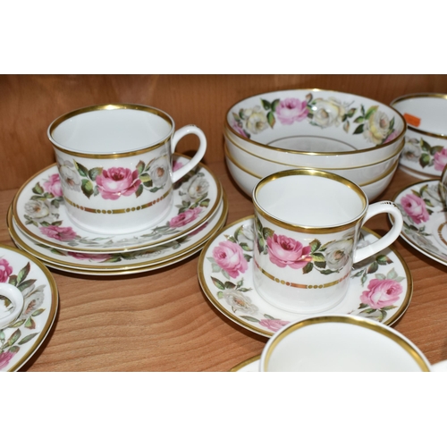 352 - A GROUP OF ROYAL WORCESTER 'ROYAL GARDEN' PATTERN TEA AND COFFEEWARE, comprising a celebration cake ... 