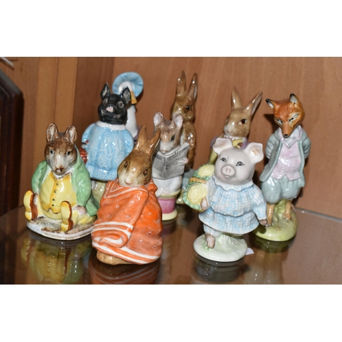 372 - A COLLECTION OF BESWICK BEATRIX POTTER'S CHARACTER FIGURINES, comprising Jemima Puddle-Duck, Peter R... 