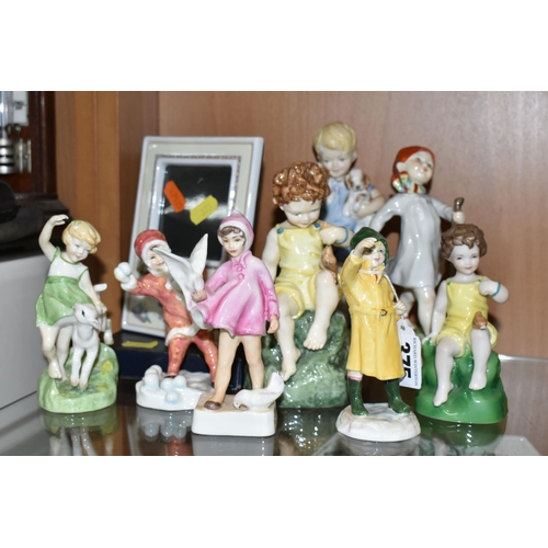 375 - A COLLECTION OF ROYAL WORCESTER FIGURINES, comprising 'Monday's Child Is Fair of Face', 'Thursday's ... 