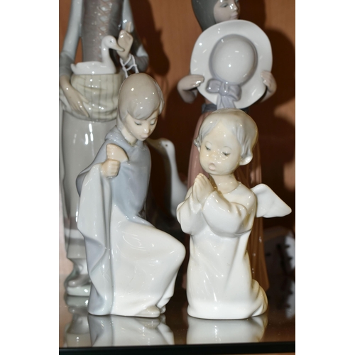 380 - FOUR LLADRO FIGURES, comprising Girl With Goose no 4815, sculptor V Martinez, issued 1972-1991, heig... 