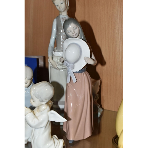 380 - FOUR LLADRO FIGURES, comprising Girl With Goose no 4815, sculptor V Martinez, issued 1972-1991, heig... 