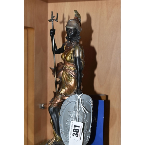 381 - A LIMITED EDITION ROYAL MINT CLASSICS BRITANNIA SCULPTURE, hand painted cast resin, height 33cm, wit... 