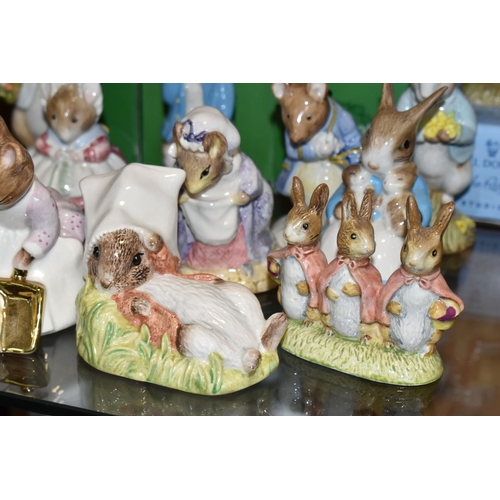 391 - SIXTEEN BESWICK AND ROYAL ALBERT BEATRIX POTTER FIGURES, comprising Beswick - The old woman who live... 