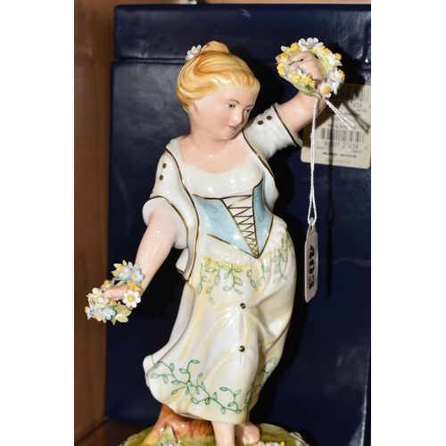 403 - A BOXED ROYAL CROWN DERBY FOUR SEASONS 'SPRING' FIGURINE, printed and hand painted marks to the base... 