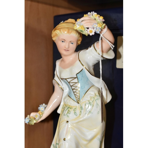 403 - A BOXED ROYAL CROWN DERBY FOUR SEASONS 'SPRING' FIGURINE, printed and hand painted marks to the base... 