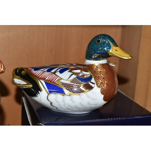 404 - FOUR BOXED ROYAL CROWN DERBY PAPERWEIGHTS, comprising three 21st Anniversary examples - 'Mallard Duc... 