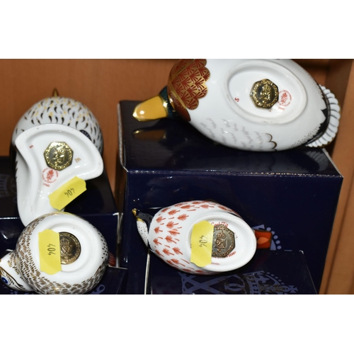 404 - FOUR BOXED ROYAL CROWN DERBY PAPERWEIGHTS, comprising three 21st Anniversary examples - 'Mallard Duc... 