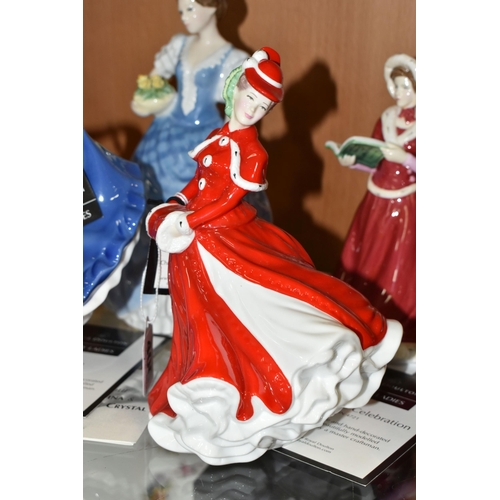 406 - SIX BOXED ROYAL DOULTON FIGURINES, comprising 'Christmas Celebration' HN4721 with certificate, 'On t... 