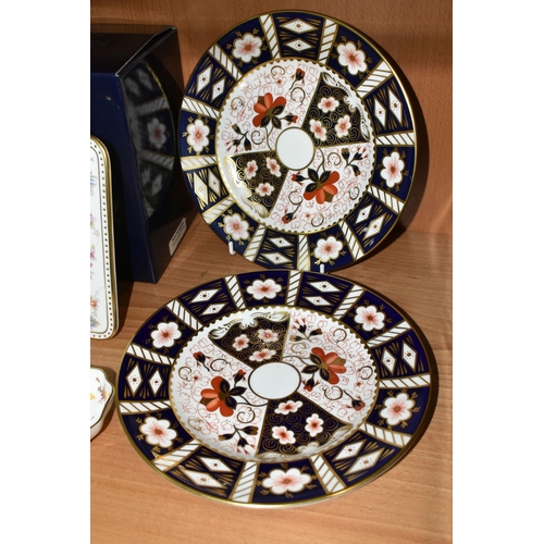 408 - ROYAL CROWN DERBY PLATES AND GIFT WARES, comprising two 2451 Imari pattern plates, two wavy edge Roy... 