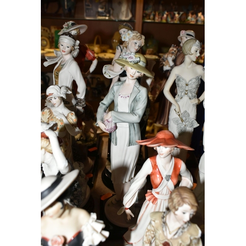 413 - A GROUP OF CAPODIMONTE G. ARMANI 'FLORENCE' RESIN FIGURES, comprising Daisy, Iris, Lady with Flowers... 