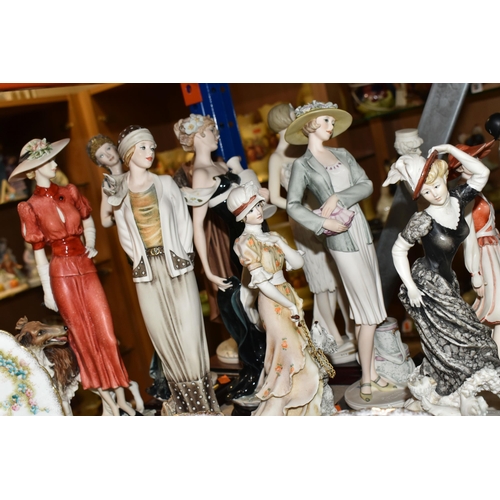 413 - A GROUP OF CAPODIMONTE G. ARMANI 'FLORENCE' RESIN FIGURES, comprising Daisy, Iris, Lady with Flowers... 