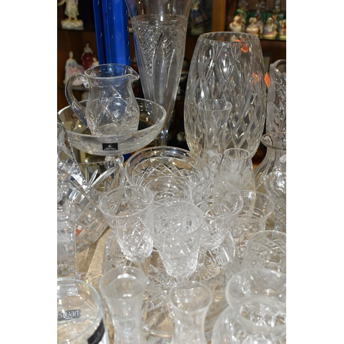 426 - A QUANTITY OF CUT CRYSTAL, comprising a pair of Stuart Crystal 'cascade' pattern candle sticks, a Ro... 