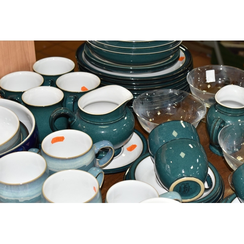 430 - A COLLECTION OF DENBY DINNERWARE, comprising a 'Baroque' pattern pedestal fruit bowl (marked as seco... 