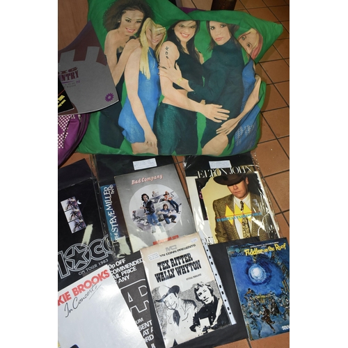 432 - A COLLECTION OF 1980S/1990S OFFICIAL TOUR PROGRAMMES AND TWO SPICE GIRL FLOOR CUSHIONS, comprising t... 