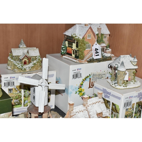 441 - A COLLECTION OF LILLIPUT LANE SCULPTURES, thirty six pieces, mostly boxed, to include Christmas in C... 