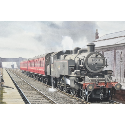 446 - GEORGE HEIRON (1929-2001) 'AN LMS IVATT CLASS STEAM LOCOMOTIVE', number 41229 2-6-2 layout, depicted... 