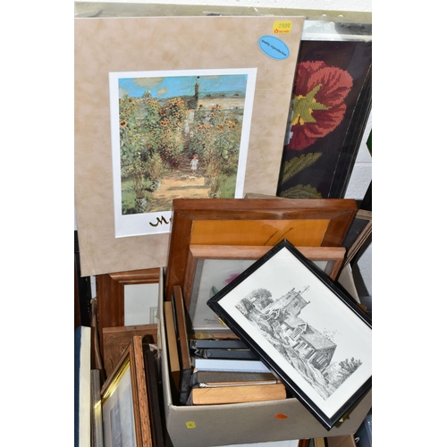 452 - A QUANTITY OF PICTURES AND PRINTS ETC,  to include Winnie the Pooh prints, modern wool work pictures... 