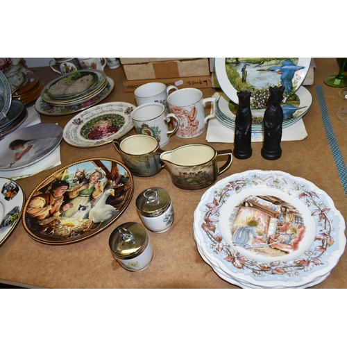 456 - A QUANTITY OF COLLECTORS PLATES AND OTHER CERAMICS, to include a set of four Brambly Hedge four seas... 