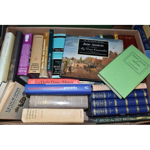 474 - FIVE BOXES OF BOOKS containing over 100 miscellaneous titles in hardback and paperback formats, subj... 