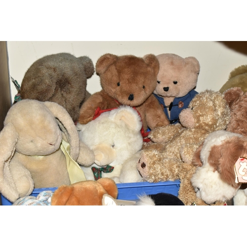 482 - A LARGE QUANTITY OF TEDDY BEARS AND SOFT TOYS, to include a Marks & Spencer 'Winnie The Pooh' hot wa... 