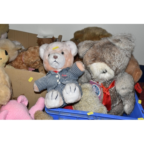 482 - A LARGE QUANTITY OF TEDDY BEARS AND SOFT TOYS, to include a Marks & Spencer 'Winnie The Pooh' hot wa... 