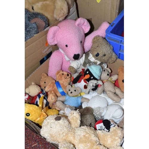 482 - A LARGE QUANTITY OF TEDDY BEARS AND SOFT TOYS, to include a Marks & Spencer 'Winnie The Pooh' hot wa... 