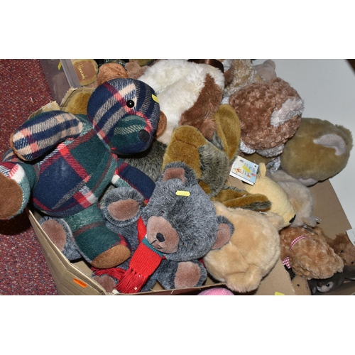 482 - A LARGE QUANTITY OF TEDDY BEARS AND SOFT TOYS, to include a Marks & Spencer 'Winnie The Pooh' hot wa... 